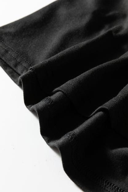 Black Plus Size Solid Color Asymmetric Neck Short Sleeve Blouse