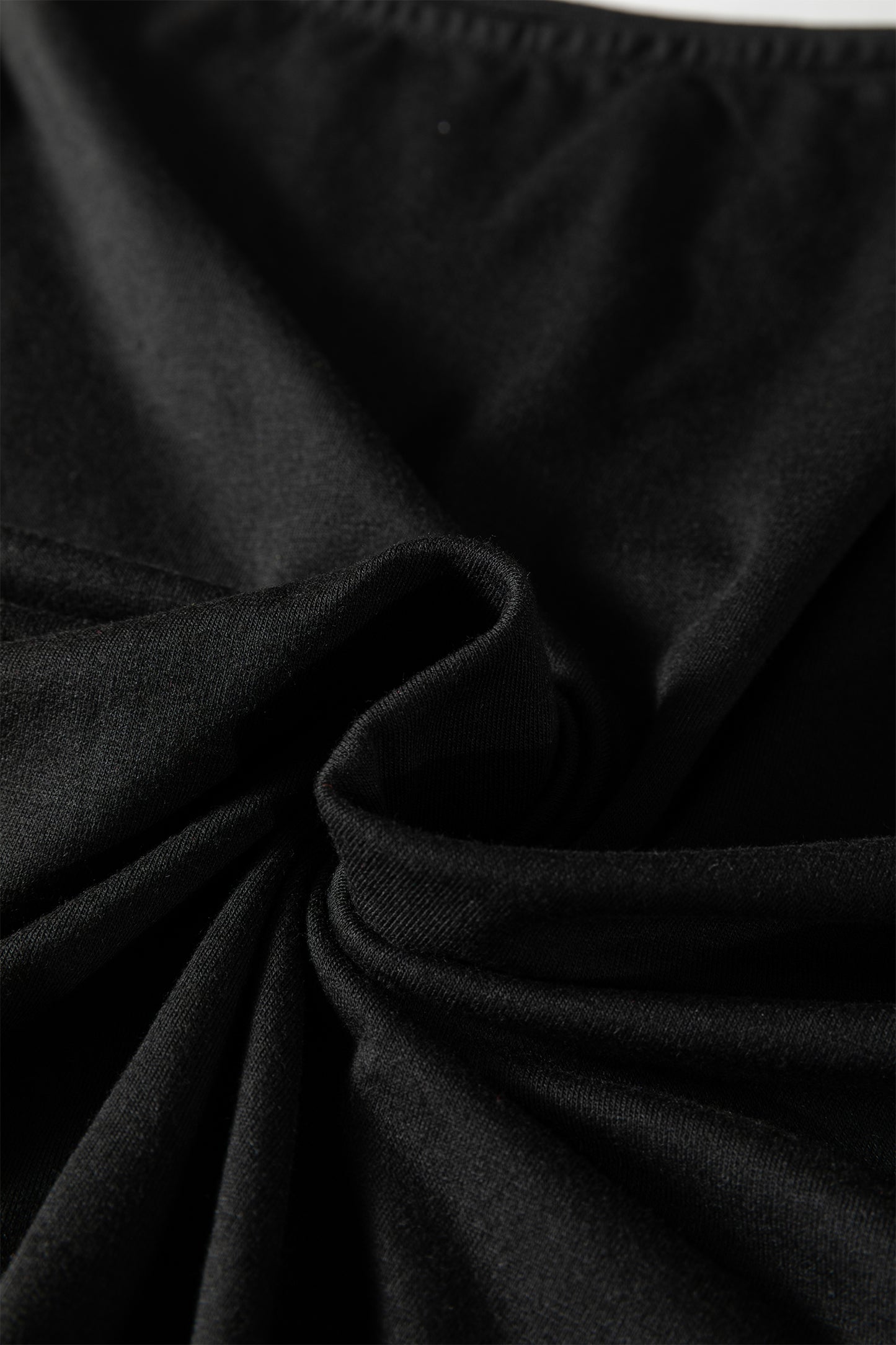 Black Plus Size Solid Color Asymmetric Neck Short Sleeve Blouse